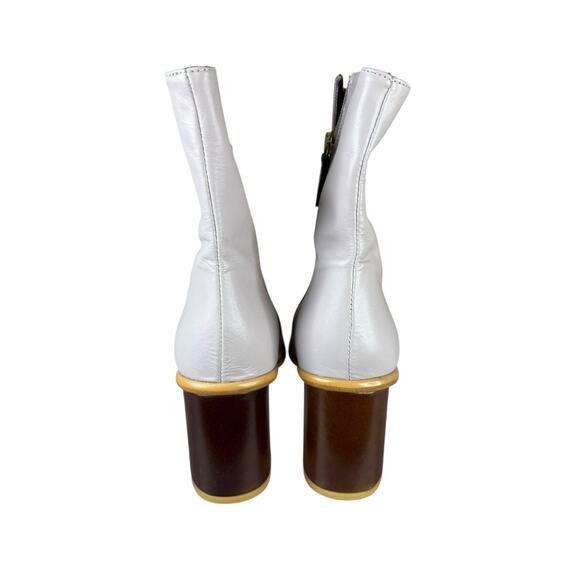 NEW Alohas Lavender Leather Ankle Boots 42 US 11 Block Wooden Heel - Picture 10 of 11